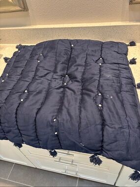 Navy Tassel Tufted pillow sham - Deep Navy